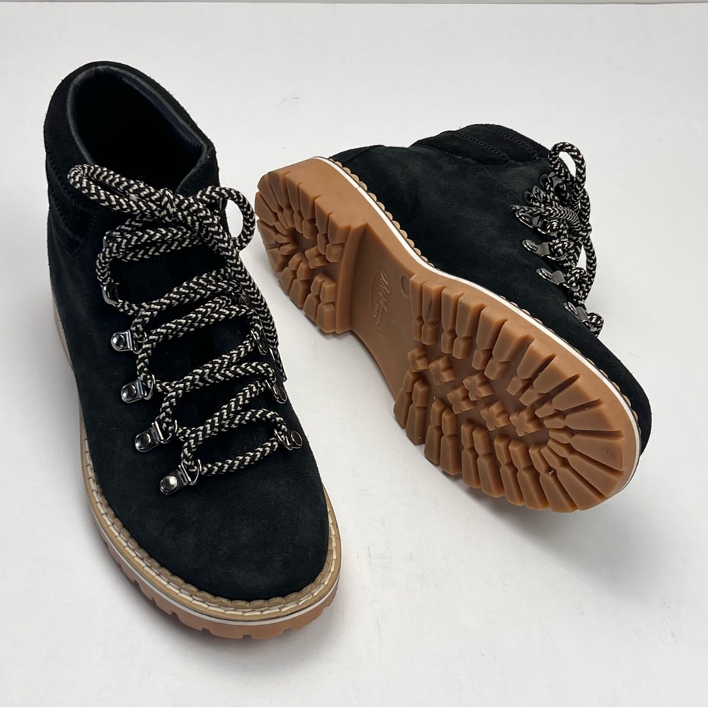 La Montelliana Alce Suede‎ Hiking Boot Womens Size 5.5 36 Black Lug Sole Lace Up